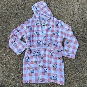 Peanuts Hooded Bath Robe Checkered Snoopy and Woodstock Berkshire Adult L/XL